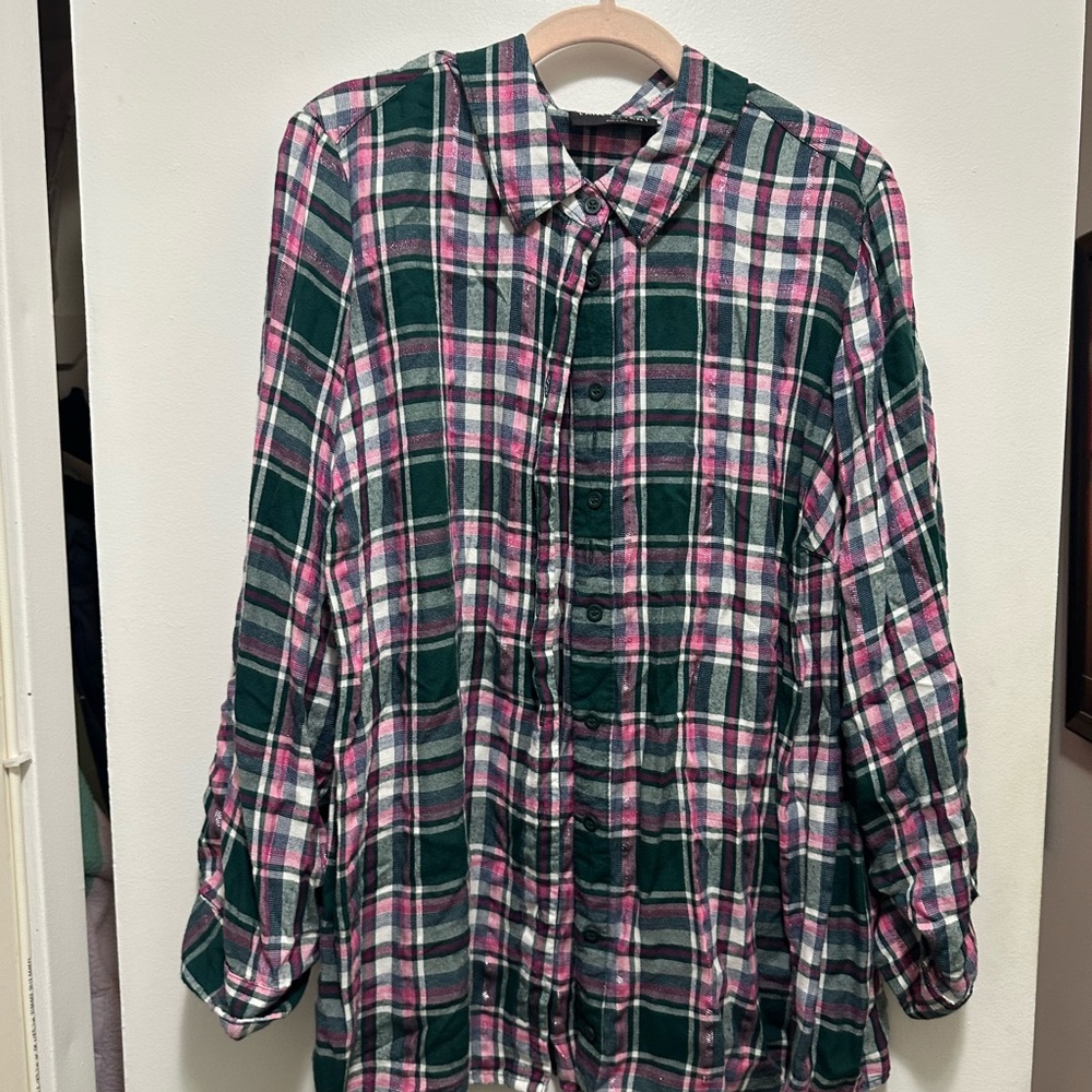 NWOT Lane Bryant Plaid Button Down Shirt